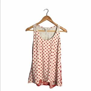 French Laundry | Lace & Floral Back Polka Dot Top •